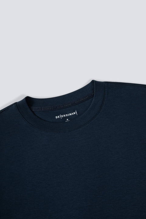 Cotton-Wool Crew Neck Slim Fit T-Shirt | Navy 14036N