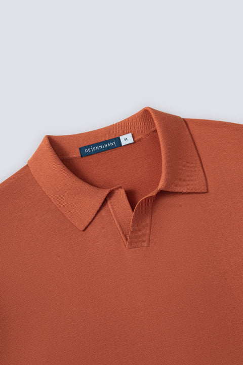 Flat-Knit Buttonless Sweater Polo | Orange Rust PT1447