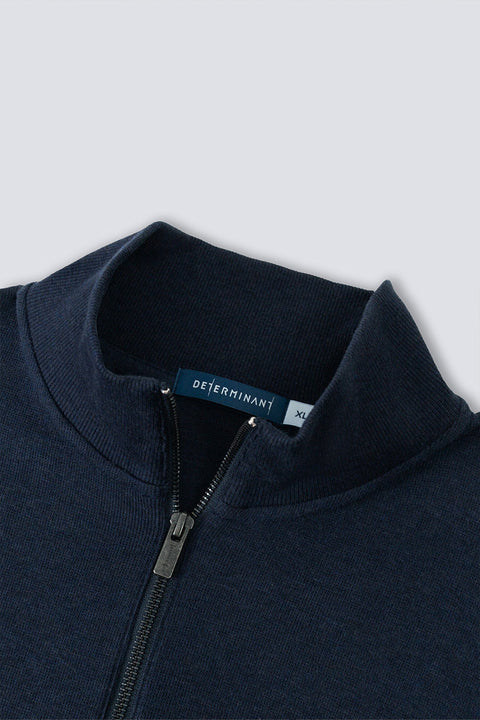 Merino-Blend Half Zip French Rib Sweater | Navy EB1244