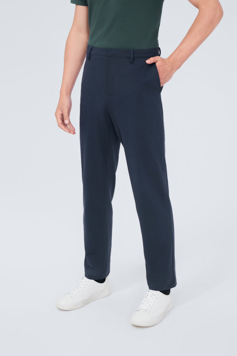 CottonSTRETCH Lightweight Knit Smart Pants | Navy NNY096