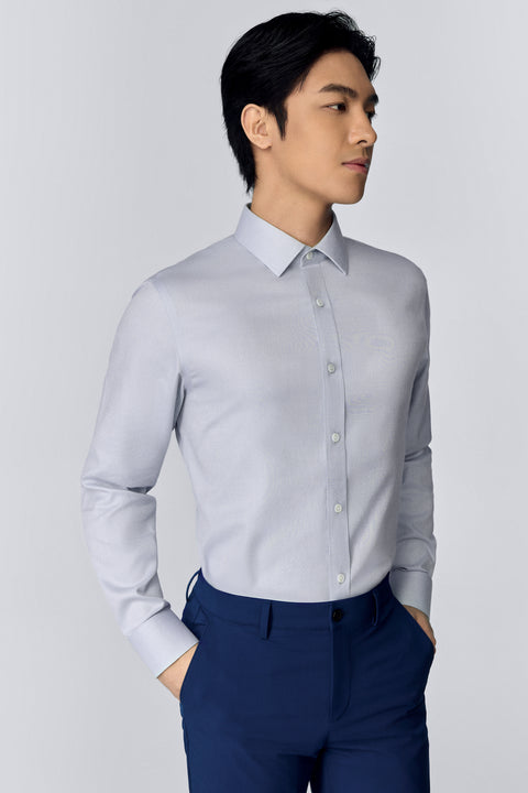 VISDRY™ Dobby Dress Shirt | Light Grey GYE128