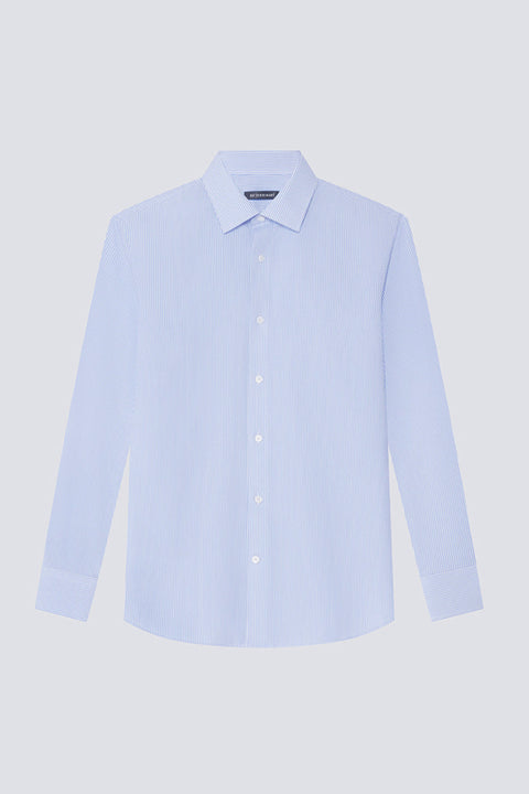 Wrinkle-Free Poplin Dress Shirt | Blue Stripes 10772N