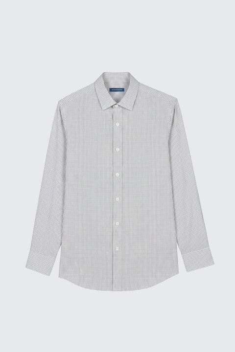 Wrinkle-Free Pinpoint Oxford Dress Shirt | Coffee Bean White Check 12025N