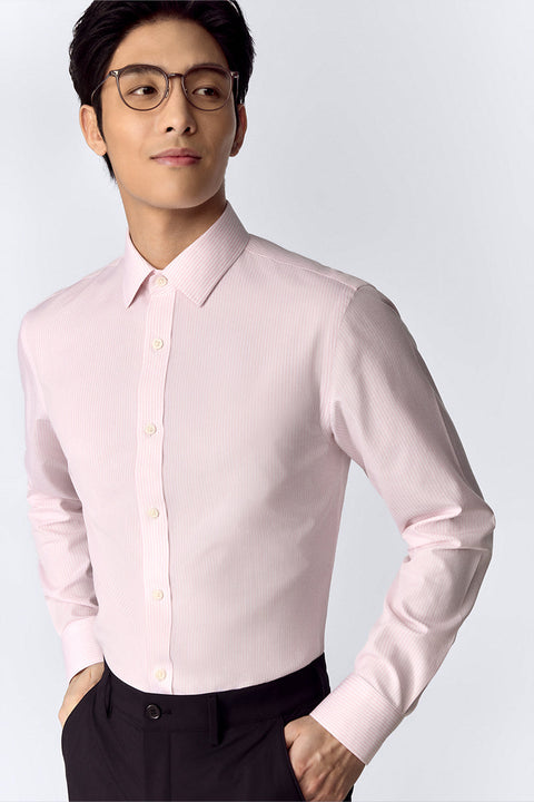 Wrinkle-Free Poplin Dress Shirt | Pink Stripes 19029N