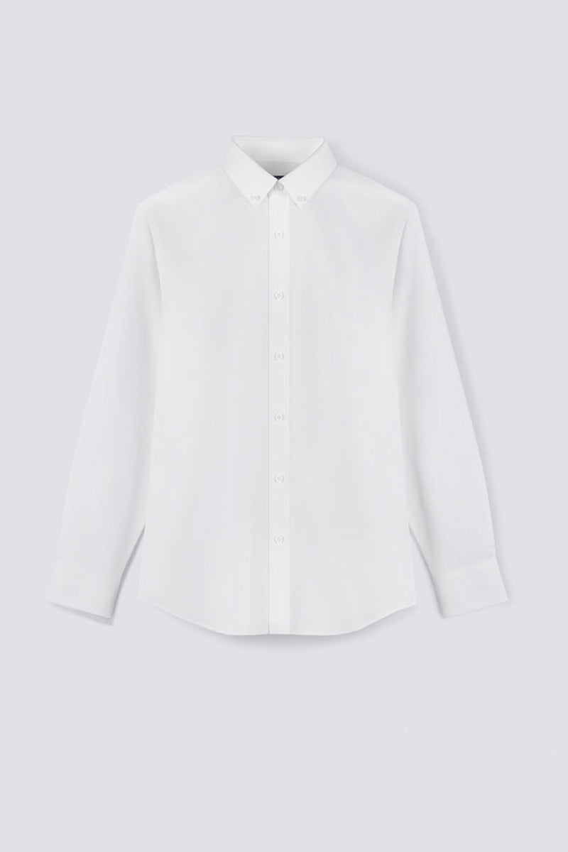 Wrinkle-Free Poplin Button-Down Dress Shirt | White WH001Z
