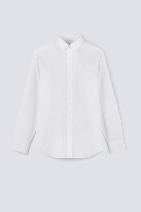 Wrinkle-Free Poplin Button-Down Dress Shirt | White WH001Z