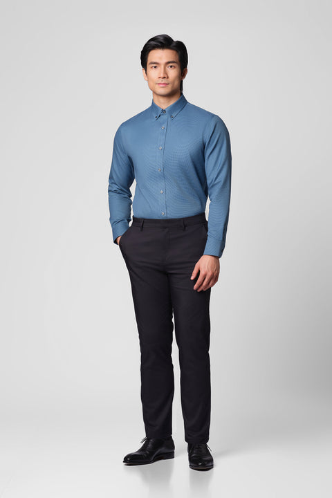 “Frozen in Tones” Waterless Dye Button-Down Dress Shirt | Slate Grid 22818N