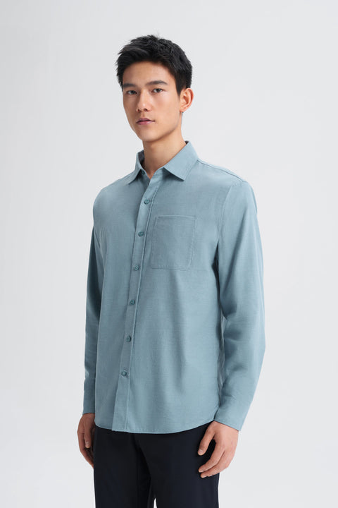 Cotton Flannel Casual Shirt | Heather Citadel Blue 30316P