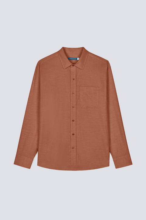 Cotton Flannel Casual Shirt | Heather Terracotta Red 30315P
