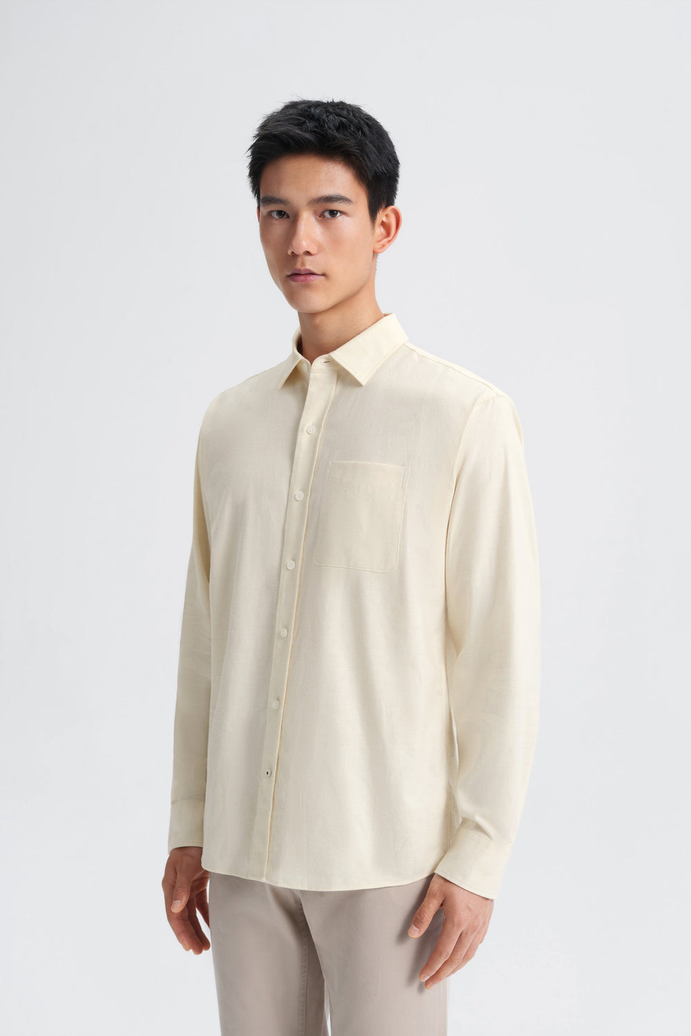 Cotton Flannel Casual Shirt | Heather Tofu 30313P