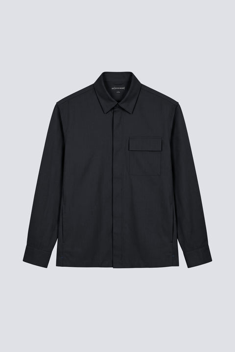 Stretch Water-Repellent Shirt Jacket | Black BKFD01