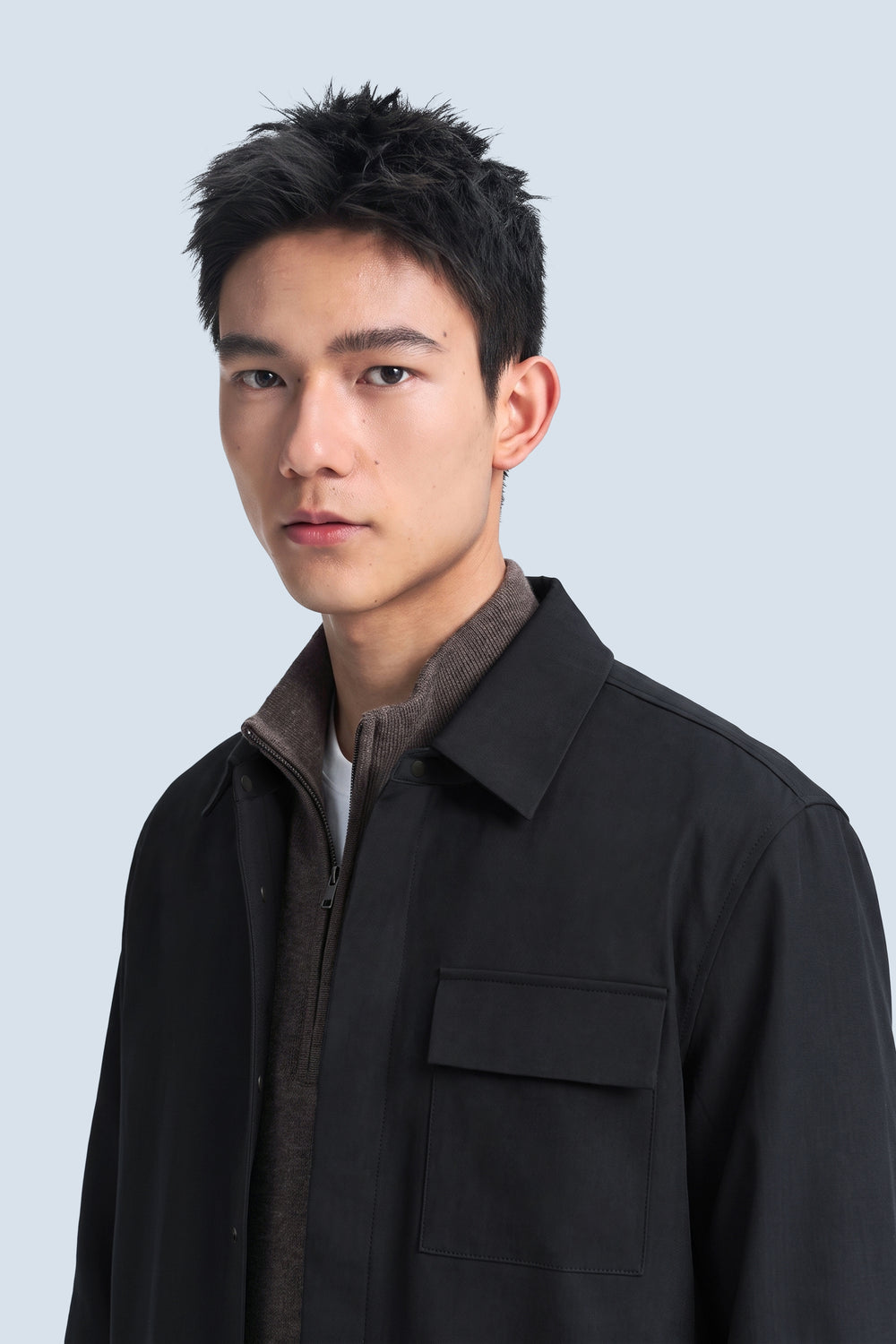 Stretch Water-Repellent Shirt Jacket | Black BKFD01