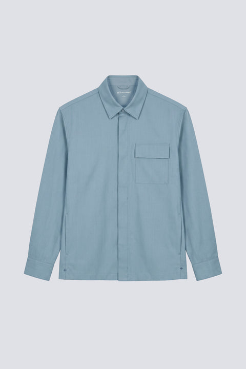 Stretch Water-Repellent Shirt Jacket | Citadel Blue 16618P