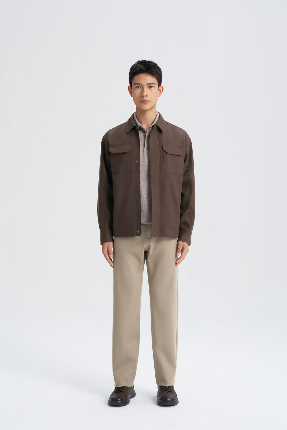 Cotton Water-Repellent Shirt Jacket | Coffee Bean 10358P