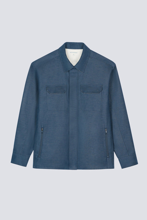 Cotton Water-Repellent Shirt Jacket | Navy 10356P