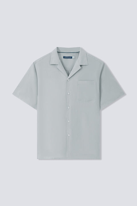 Cotton-linen-lyocell Short Sleeve Casual Shirt | Pale Grey 8639NZ