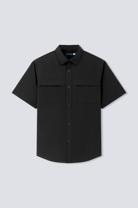 Cotton-Solotex Short Sleeve Casual Shirt | Black BKFD01