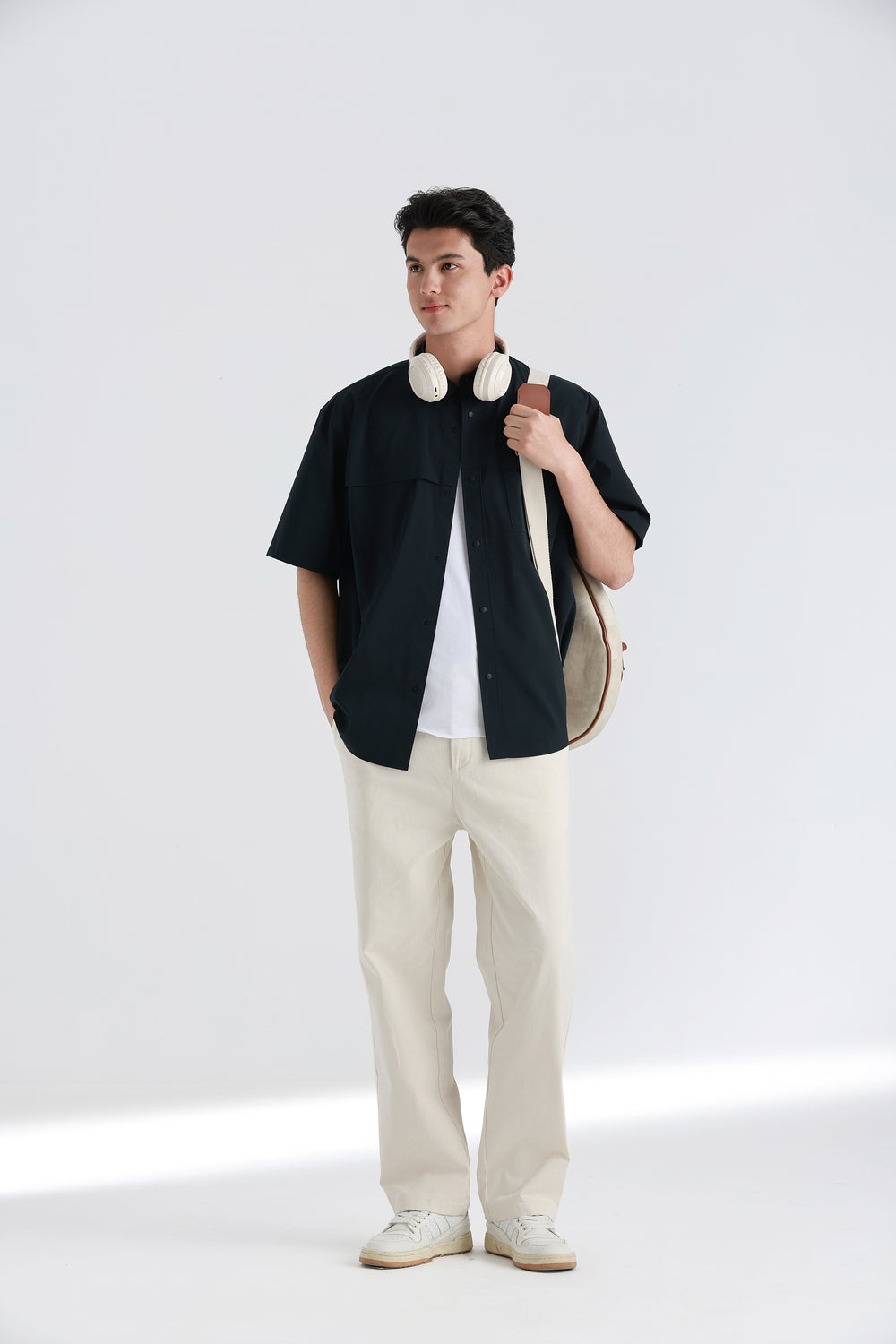Cotton-Solotex Short Sleeve Casual Shirt | Black BKFD01