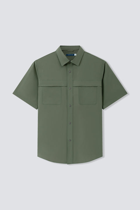 Cotton-Solotex Short Sleeve Casual Shirt | Green 20999N