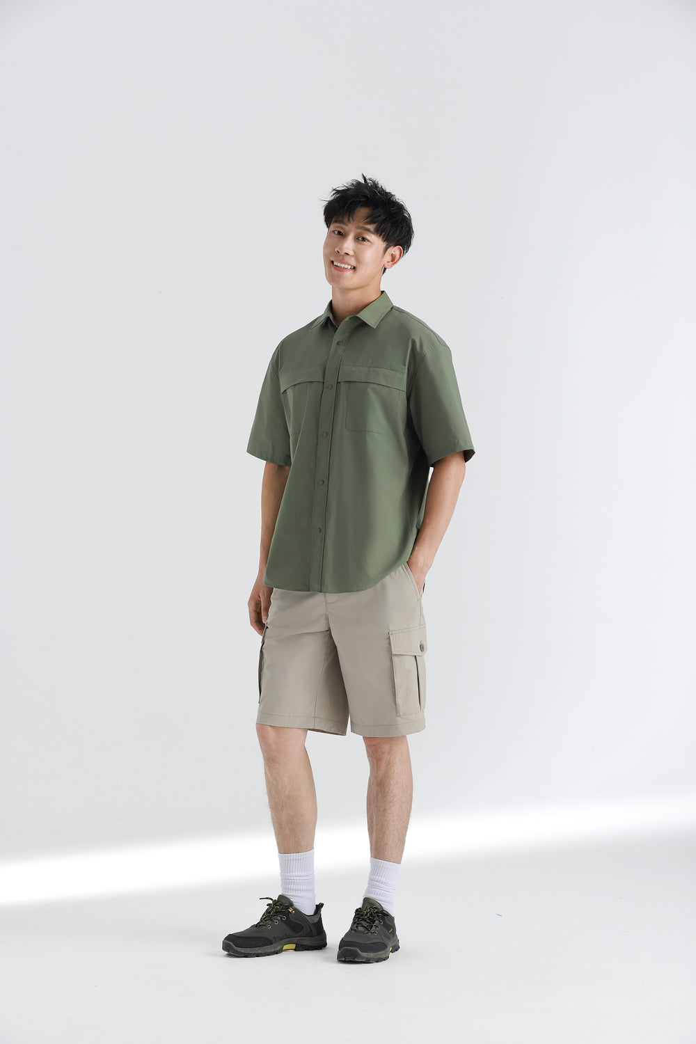Cotton-Solotex Short Sleeve Casual Shirt | Green 20999N