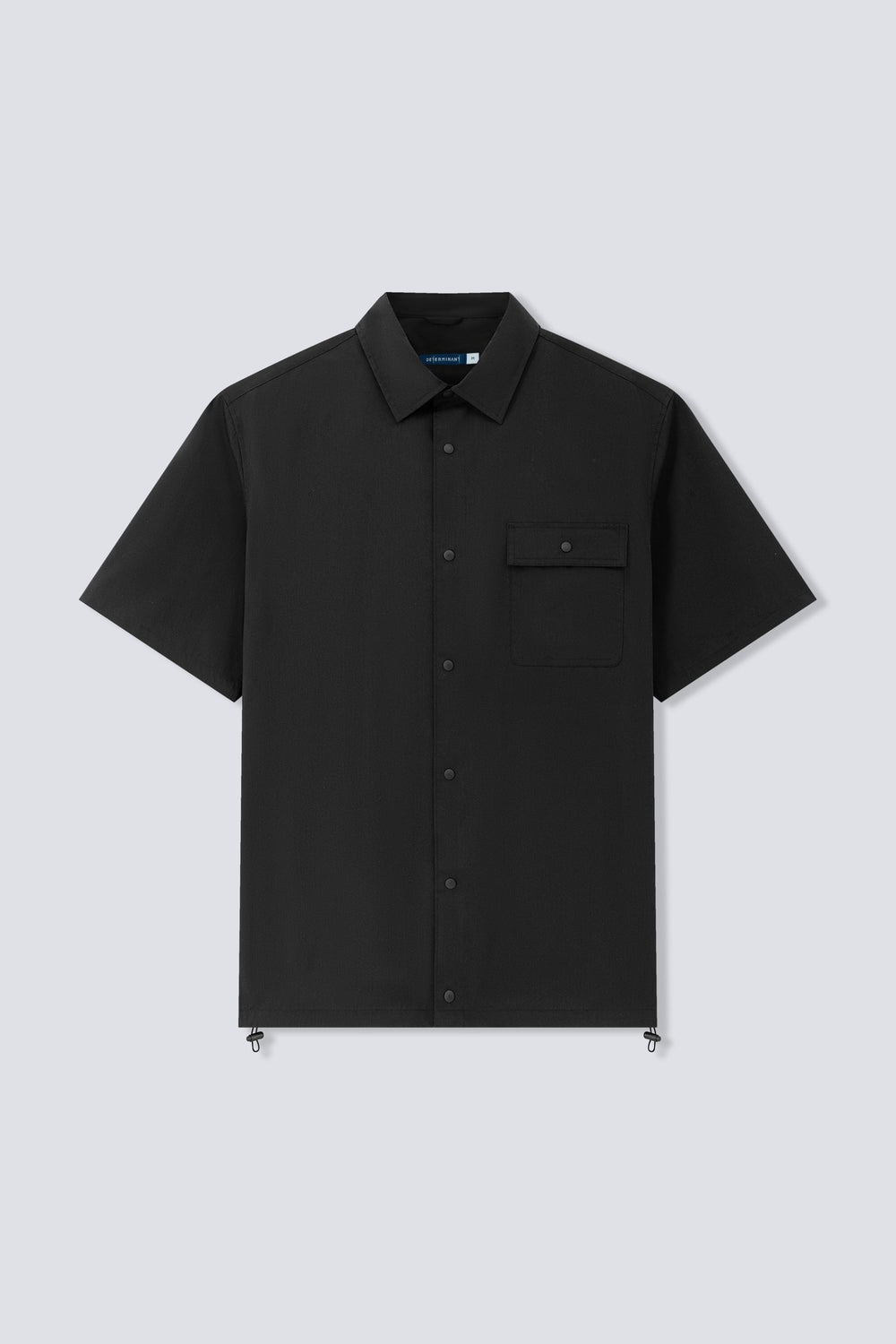 Cotton-Solotex Drawstring Short Sleeve Casual Shirt | Black BKFD01