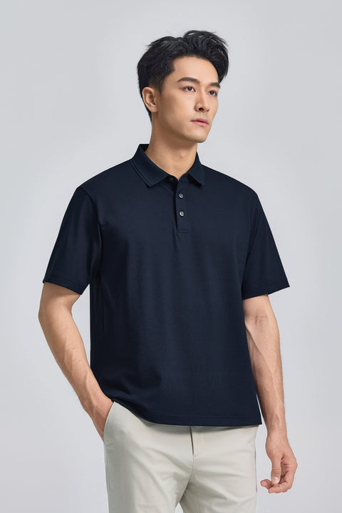 VISDRY™ Tonal Tipped Pique Polo | Navy 14036N