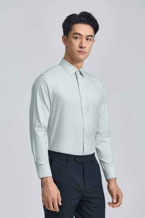 Wrinkle-Free Twill Dress Shirt | Iced Aqua Plain 30030N