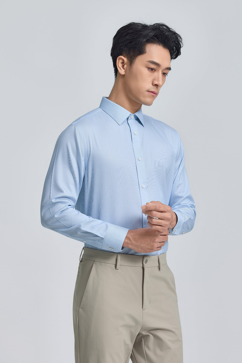 VISDRY™ Twill Dress Shirt | Light Blue Stripes 18151N