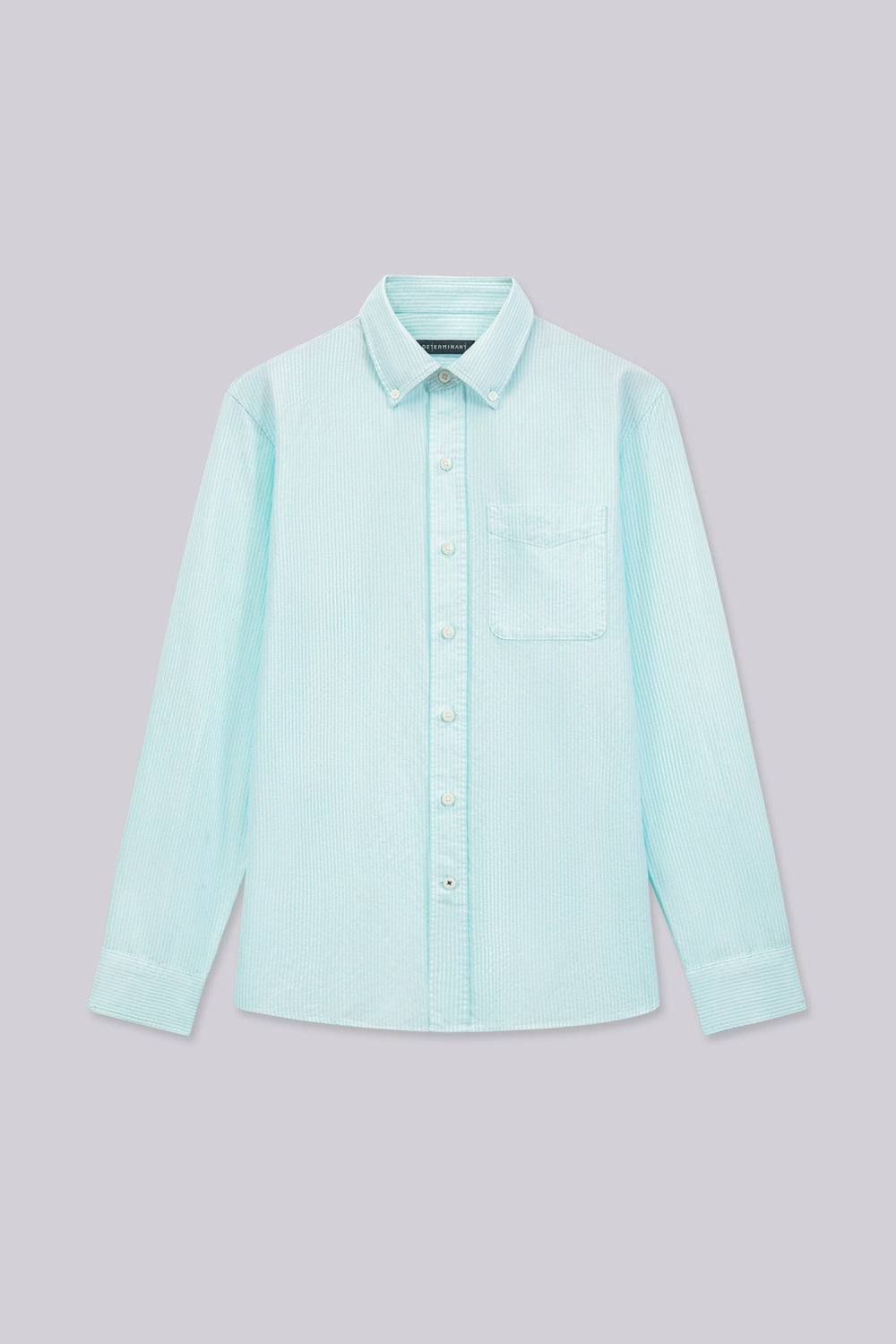 Soft Oxford Button-Down Casual Shirt | Iced Aqua Stripes 25475N