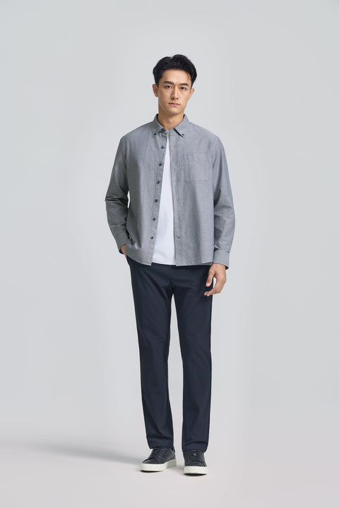 Soft Oxford Button-Down Casual Shirt | Navy 30141N