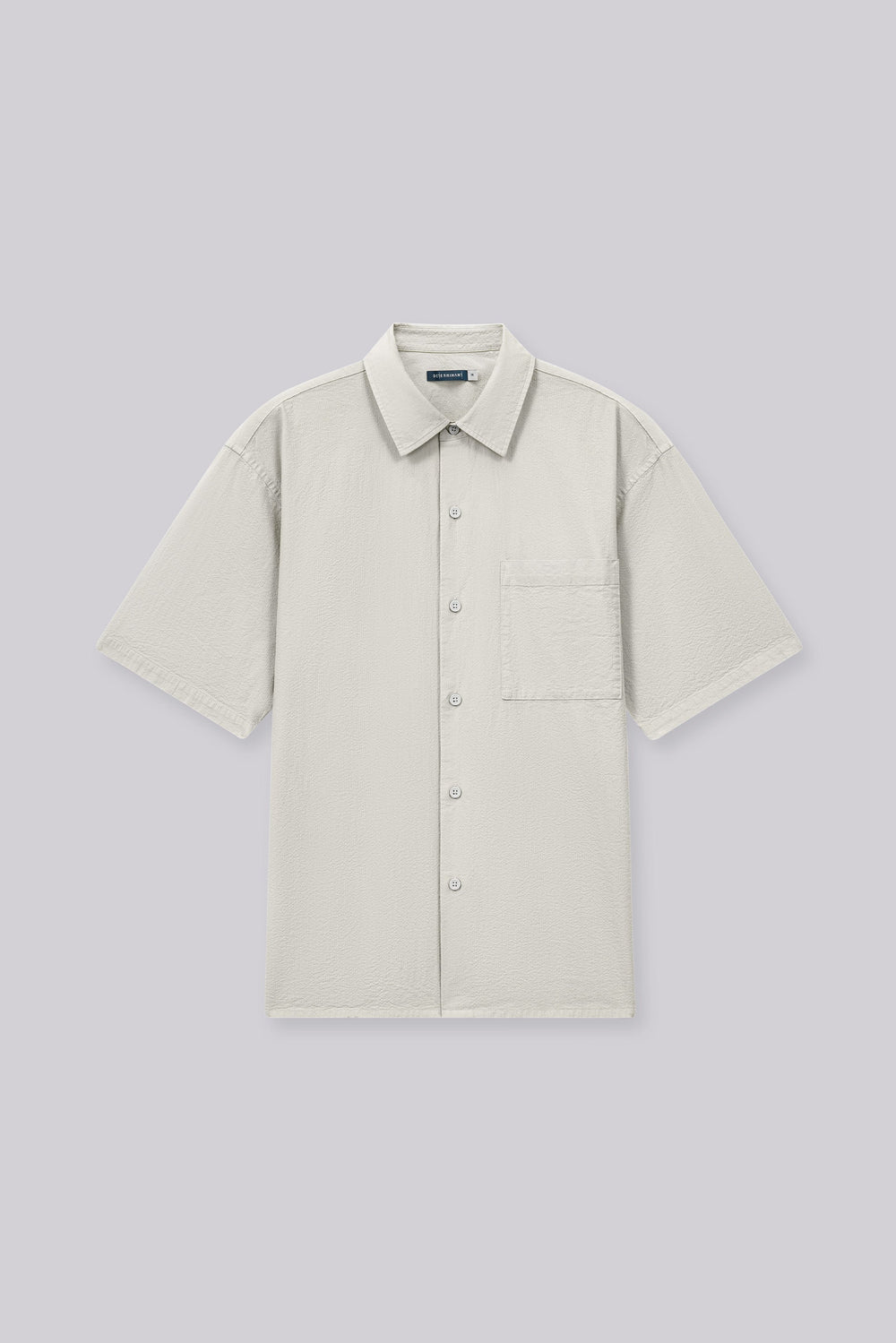 Seersucker Short Sleeve Casual Shirt | Light Taupe 25648N