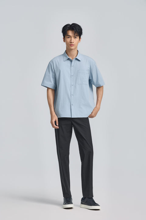 Seersucker Short Sleeve Casual Shirt | Navy Grey 15908N