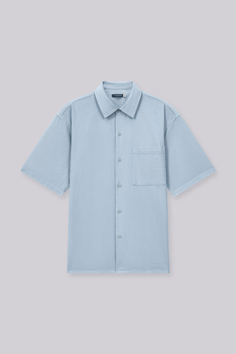 Seersucker Short Sleeve Casual Shirt | Navy Grey 15908N