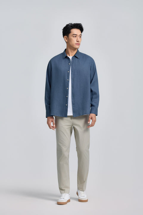 Linen Casual Shirt | Ensign Blue 25560P