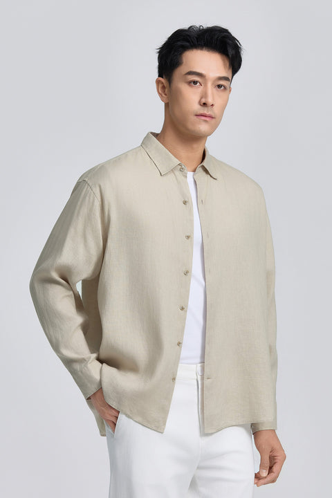 Linen Casual Shirt | Khaki 25559P