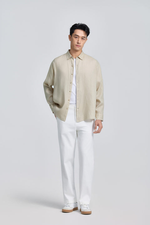 Linen Casual Shirt | Khaki 25559P