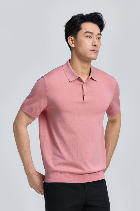 Flat-Knit Three-Button Sweater Polo | Lavender Forest PT1611