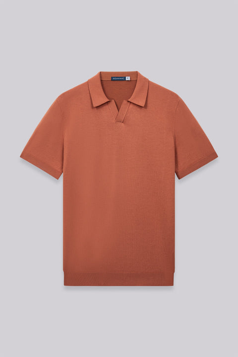 Flat-Knit Buttonless Sweater Polo | Orange Rust PT1447