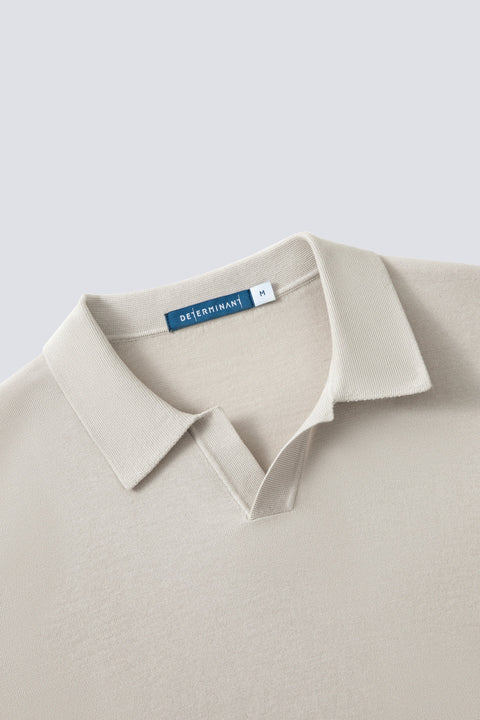 Flat-Knit Buttonless Sweater Polo | Silver Grey PT1400