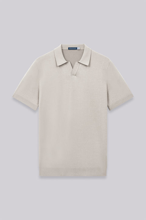 Flat-Knit Buttonless Sweater Polo | Silver Grey PT1400