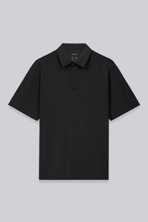 VISDRY™ Concealed Placket Sharp Pique Polo | Black BKFD01