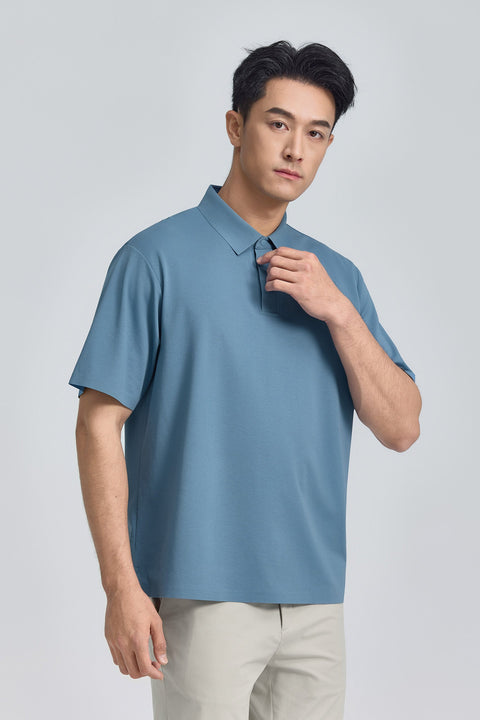 VISDRY™ Concealed Placket Sharp Pique Polo | Mystic Blue BLE128