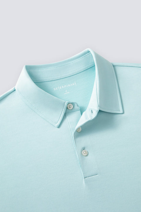 Cotton-Silk Jacquard Polo | Iced Aqua PT5410
