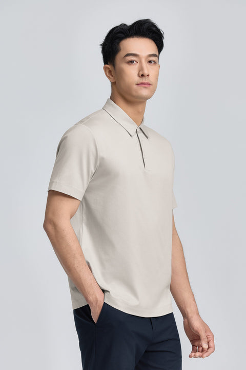 Cotton-Silk Jacquard Polo | Silver Grey PT1400
