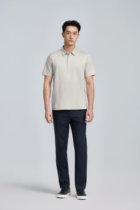Cotton-Silk Jacquard Polo | Silver Grey PT1400