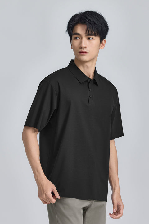 InstantCool Bonded Jersey Polo | Black BKFD01