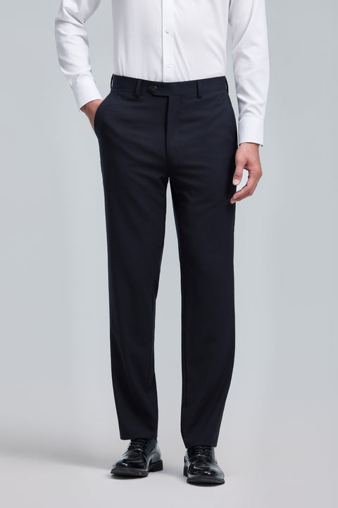Merino Wool Regular Fit Tailored Pants | Navy NY0000