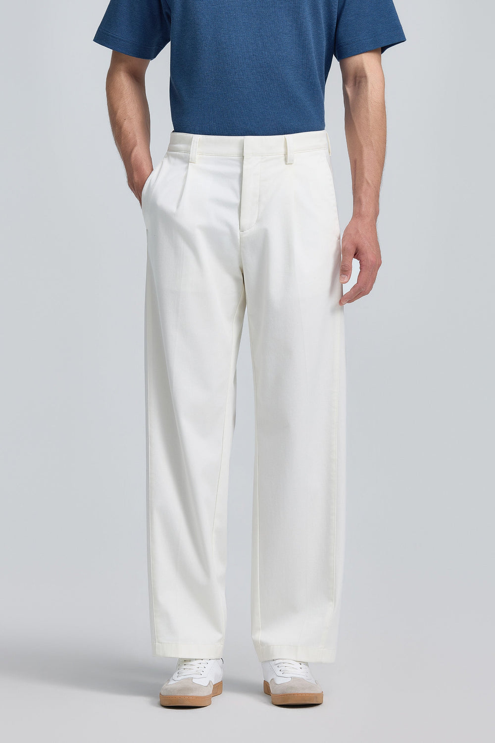 Cotton Barrel Leg Pants | Blanc White WH001Z