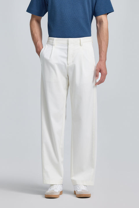 Cotton Barrel Leg Pants | Blanc White WH001Z