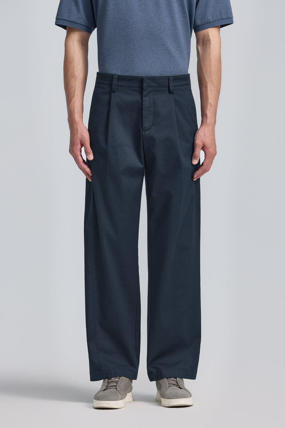 Cotton Barrel Leg Pants | Navy 18162P